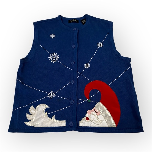Vibrant Blue Christmas Vest - Picture 2 of 9